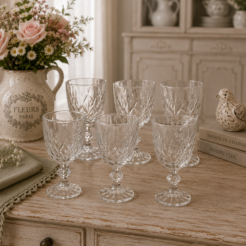 Set 6 Calici "Creative" in Vetro Intagliato - 250 ml