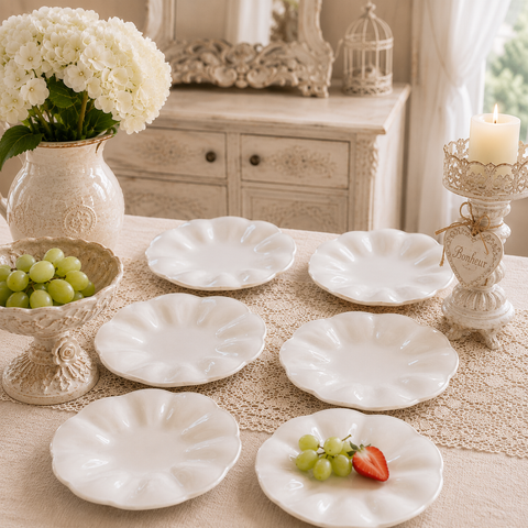 Set 6 Piattini Frutta "Daisy" in Porcellana - ⌀20cm