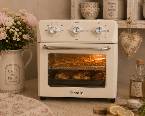 Friggitrice ad Aria e Fornetto Retrò "Epoque" Crema 12LT 1400W, Estia Home