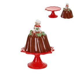 Torta Decorativa con Orsetto Chef su Alzata Goodwill - Box Portaoggetti Marrone/Rosso 31 cm