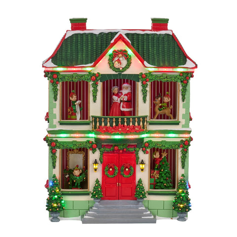 Casetta di Natale Animata Musicale con Luci LED Verde e Rossa - Goodwill, 47cm