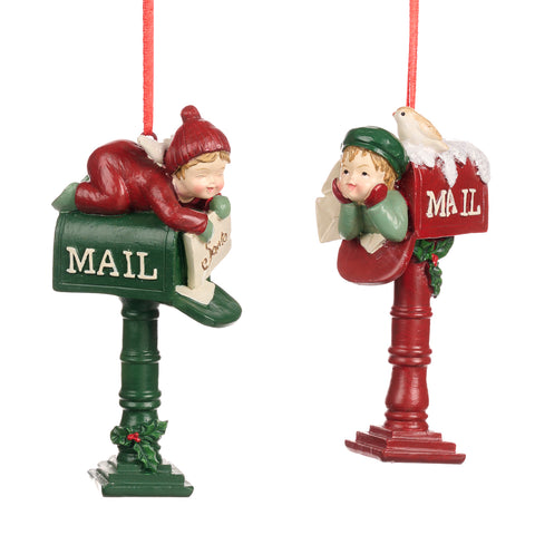 Ornament Child on Mailbox 14cm