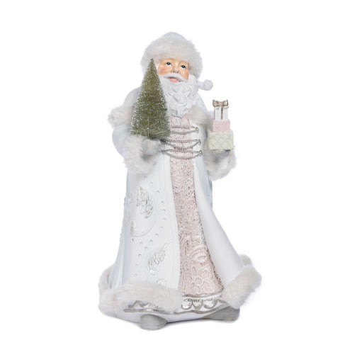 White Santa Claus Decoration with Tree 36cm