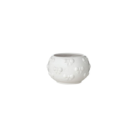 L’Arte di Nacchi – Vaso Fiocchi in Ceramica Bianco 11 cm – Vaso Decorativo Tondo Elegante