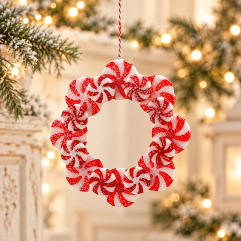Addobbo Natalizio Ghirlanda Caramelle Glitter - EDG Enzo De Gasperi, 13cm