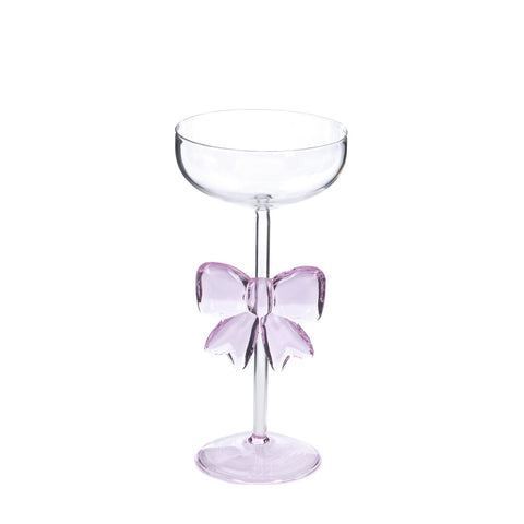 Coppa in vetro con fiocco rosa – 19,5 cm