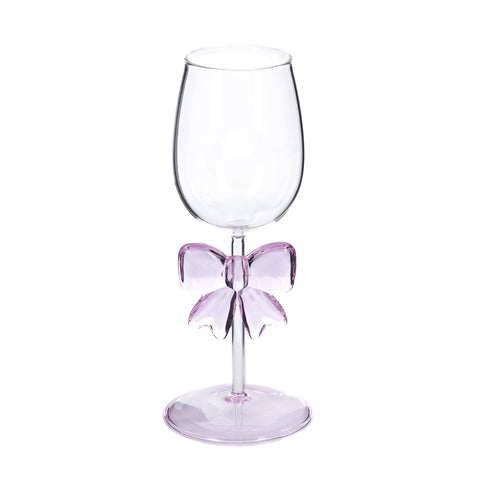 Calice in vetro con fiocco rosa – 22,5 cm
