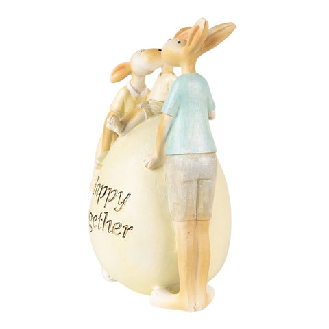 Clayre & Eef Statuetta Coniglietti “Happy Together” 17 cm – Decorazione Shabby Chic in Poliresina