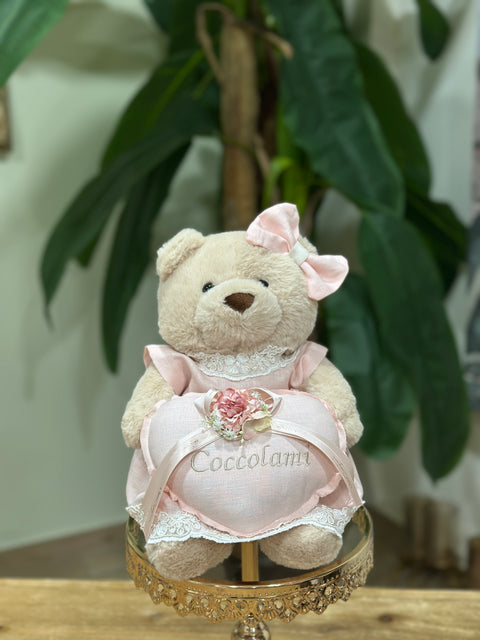 Orsetto artigianale personalizzabile – 30 cm – Fatto a mano con accessori su misura