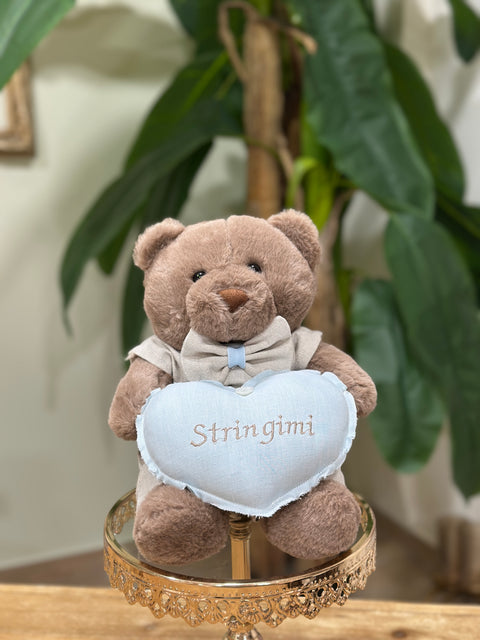 Orsetto artigianale personalizzabile – 30 cm – Fatto a mano con accessori su misura