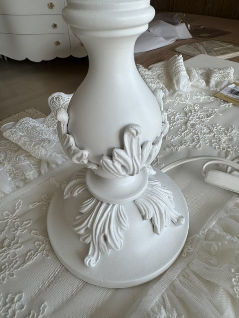 Lampada da tavolo shabby chic con paralume in pizzo – Altezza 40 cm – Cupola vendibile singolarmente