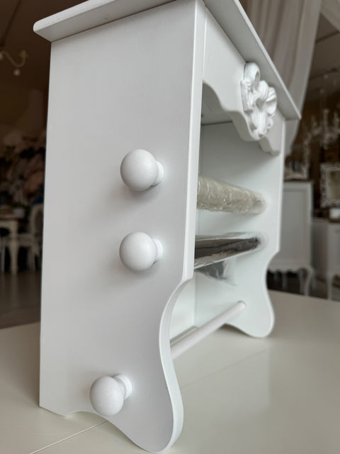 Portarotoli da cucina in legno con fiocco decorativo – 38x38x19 cm – Artigianale e personalizzabile