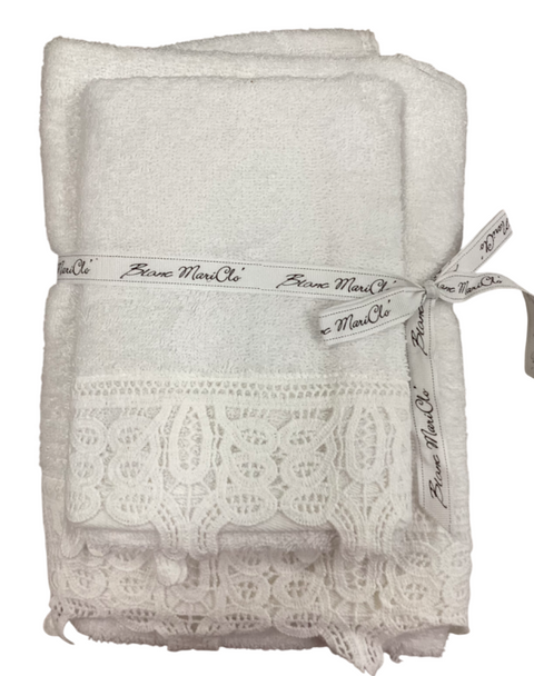 Coppia spugne con fascia in pizzo