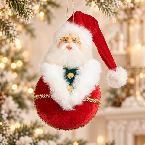 Bola navideña de Papá Noel Goodwill Ø20 cm en terciopelo rojo