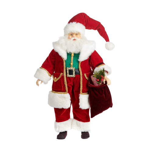 Christmas figurine Santa Claus in resin with bag and mistletoe H50 cm