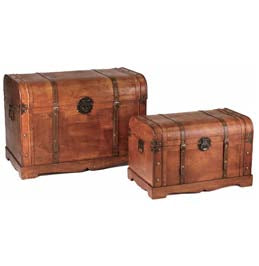 Set 2 Bauli Decorativi in Legno Goodwill - Marrone Vintage 78/60 cm