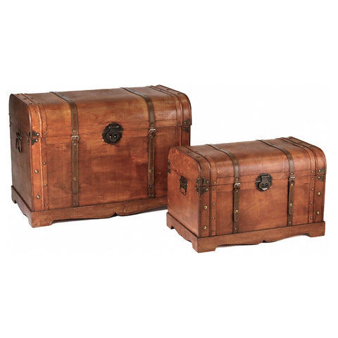 Set 2 Bauli Decorativi in Legno Goodwill - Marrone Vintage 78/60 cm