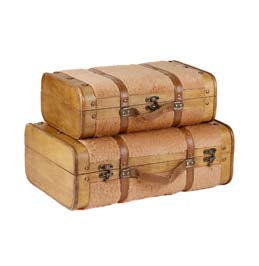 Set 2 Valigie Decorative Goodwill in Legno e Pelliccia - Marrone 45/38 cm