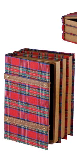 Scatola Libro Decorativa Tartan Goodwill - Rosso, Verde e Blu 30 cm