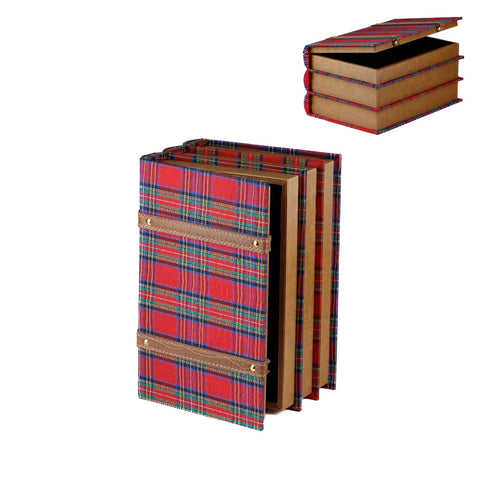 Scatola Libro Decorativa Tartan Goodwill - Rosso, Verde e Blu 30 cm