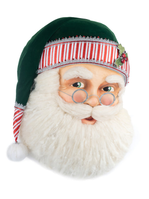 Testa da Muro Babbo Natale con Cappello Verde 81cm