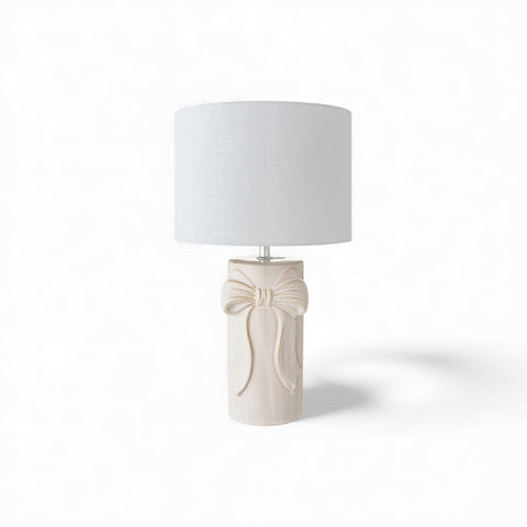 Lampada con Fiocco in Ceramica, Shabby Chic 25x25xH44 cm - L'Arte di Nacchi
