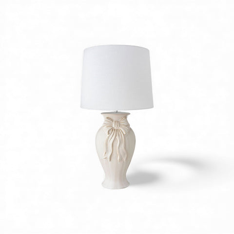 Lampada con fiocco in ceramica, Shabby Chic 30x30xH54 cm - L'Arte di Nacchi