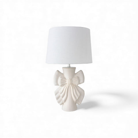 L'Arte di Nacchi – Lampada con Fiocco Scenografico, Ceramica Shabby Chic 28x28xH49 cm