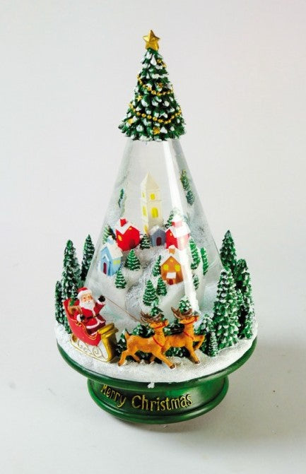 Snow Globe "Cone Tree" with Melody