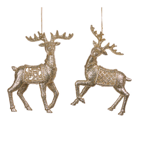 Christmas Decoration "Gold Glitter Deer" 13cm