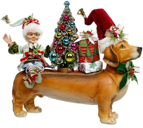 Decorazione “Nothing But a Hound Dog & Elf” – Goodwill by Mark Roberts – Marrone/Rosso – 44,5 cm