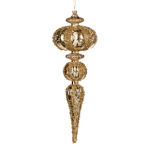 Puntale Pendente Decorativo Dorato con Perline e Paillettes - Goodwill, 27cm