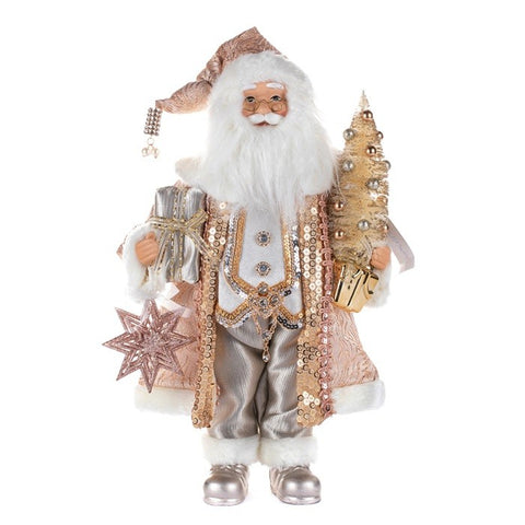 Babbo Natale con Albero e Stella 46 cm – Champagne e Crema | Goodwill