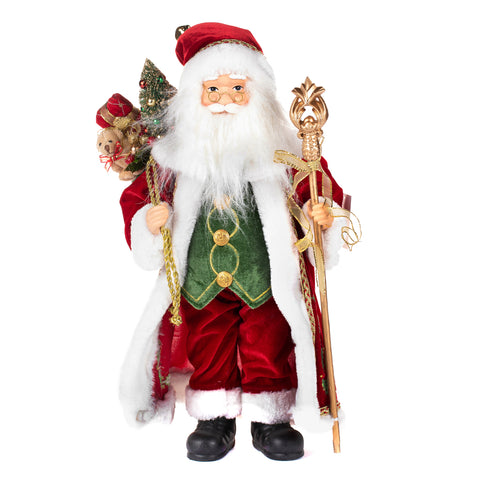 Babbo Natale con Bastone e Borsa 46cm