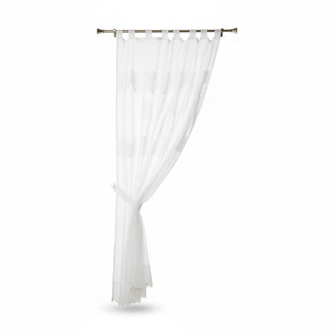 Tendone Bianco Shabby Chic in Tessuto Naturale - 140x290 cm