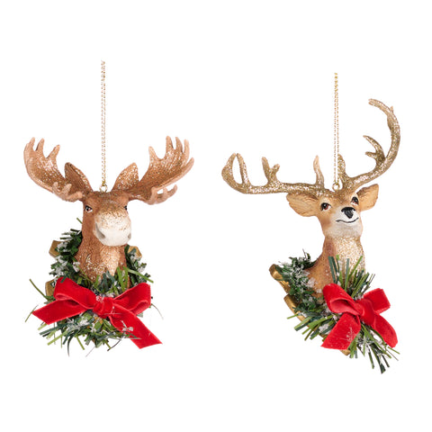 Christmas decoration "Moose / Reindeer with bow" 11cm