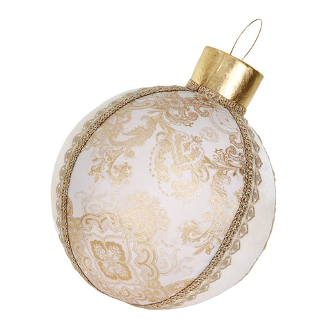 Palla di Natale Gigante Espositiva in Broccato Crema e Oro – Goodwill