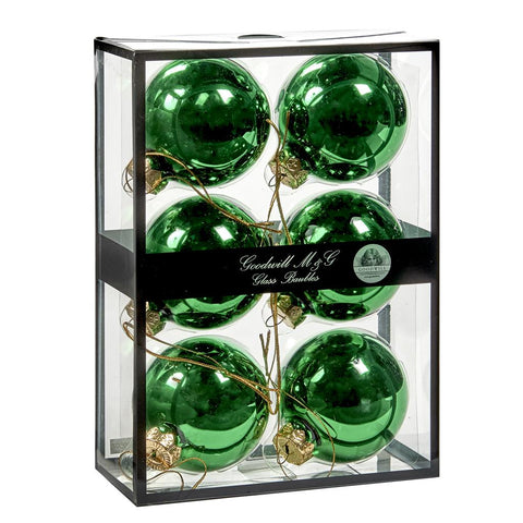 Set 6 Palline Natalizie "Verde Splendente" 7cm