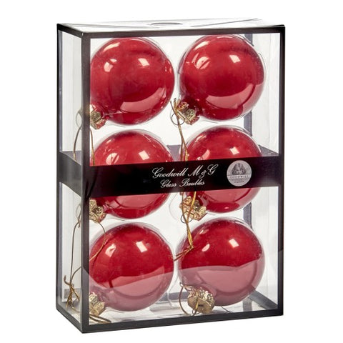 Set 6 Palline Natalizie "Rosso Opaco" 7cm