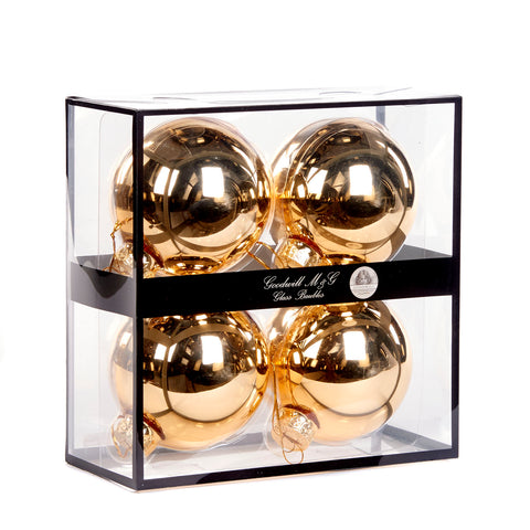 Set of 4 Christmas Balls "Bright Gold" 10cm