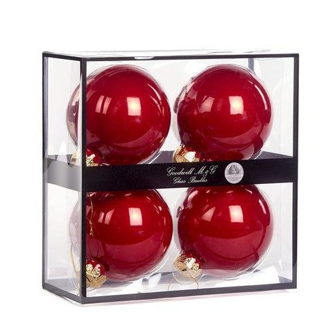 Set 4 Palline Natalizie "Rosso Opaco" 10cm