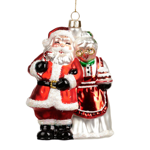 Decorazione Natalizia in Vetro Babbo Natale e Mamma Natale by Goodwill – 12,5 cm