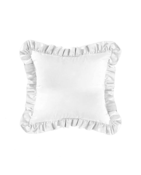 WHITE FURNISHING CUSHION WITH RUFFLE