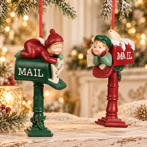 Ornament Child on Mailbox 14cm