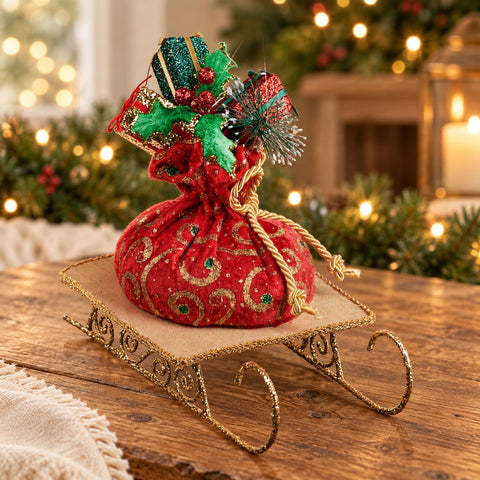 Christmas Decoration "Sled with Gift Bag" 21cm