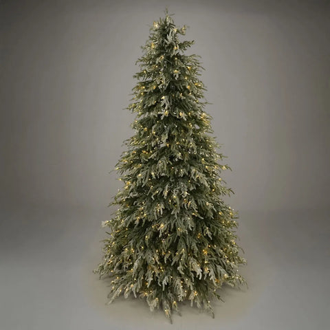 Albero di Natale Courmayeur Innevato Slim con Luci LED – 1200 / 1600 / 2000 LED – Fino a 19.955 Tips