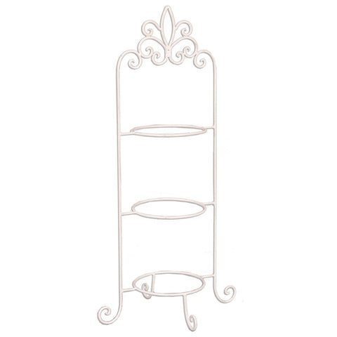 Alzatina per 3 Piatti in Ferro Bianco con Riccioli - Clayre & Eef, 38x30x77 cm