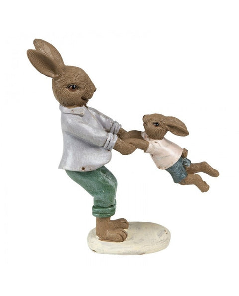 Dad and son rabbit figurine