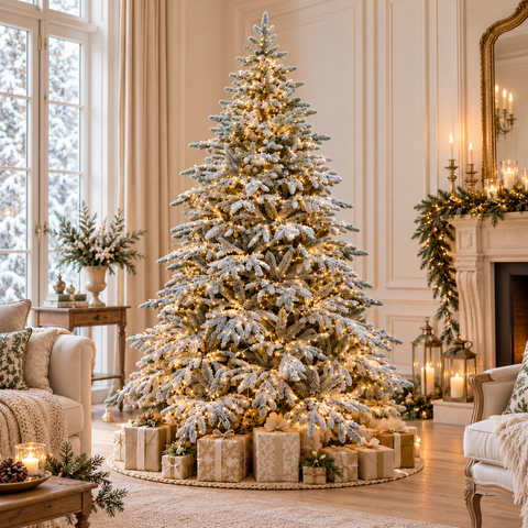 Albero di Natale Innevato con Luci LED – PE+PVC Real Touch, H.180/210/240 cm