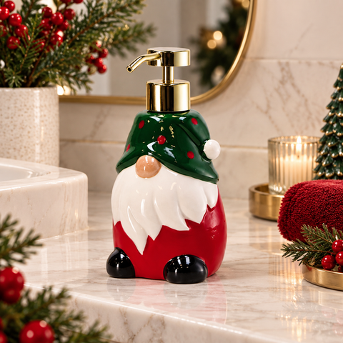 Dispenser Sapone Natalizio in Ceramica - 9,5x18 cm